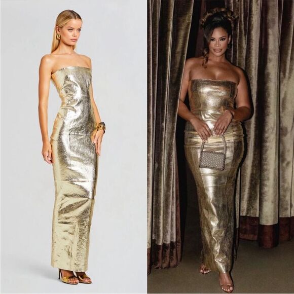 RETROFÉTE Lavonne Dress In Gold size XS NWT - Picture 1 of 11